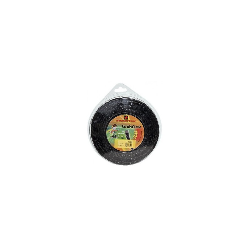 Fil nylon  diam.: 3,3mm, section: carr torsad, couleur: noir, Spool 62m