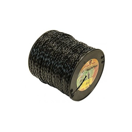 Fil nylon  diam.: 3,3mm, section: carr torsad, couleur: noir, Bobine 230m